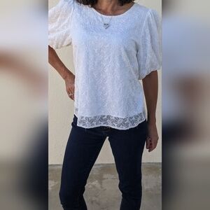 Romantic embroidered cream Roolee blouse Small